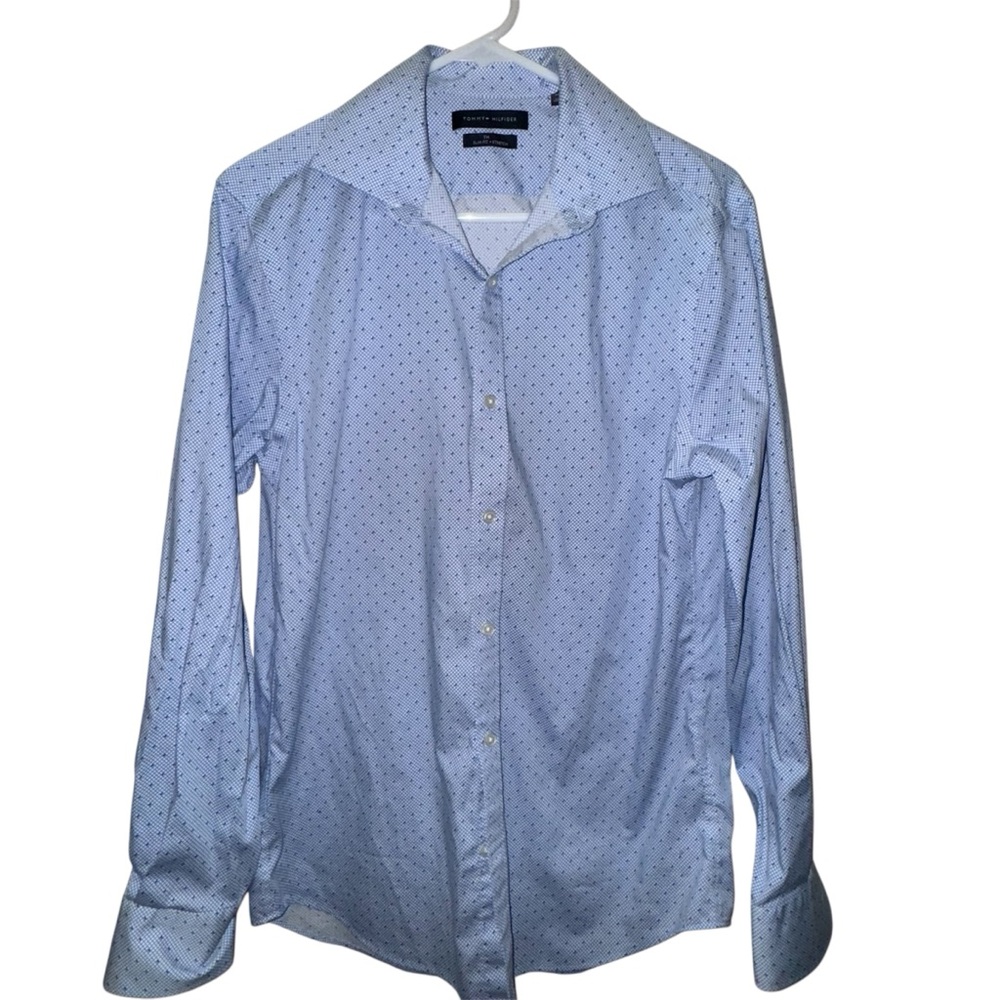 Tommy Hilfiger Light Blue Dot Dress Shirt 15/ 32-33